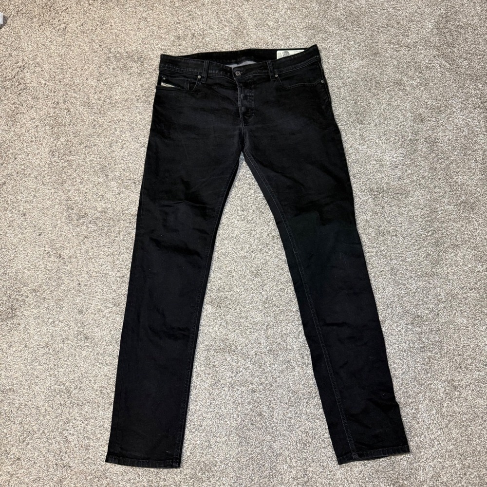 Diesel Troxer Slim Skinny Black Jeans Mens 34x32 0R84A Stretch Denim Pants